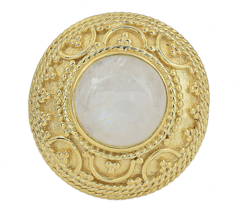 Artisan Crafted Moonstone Cocktail Ring, 14K Gold Plated — View 2