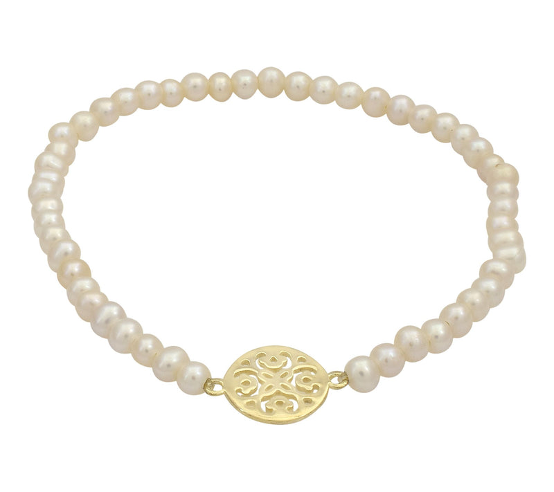 Affinity Cultured Pearl Station Bracelet, 14K Gold Plated — View 6