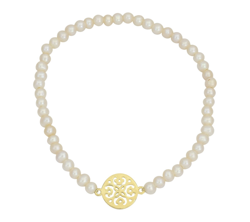Affinity Cultured Pearl Station Bracelet, 14K Gold Plated — View 2