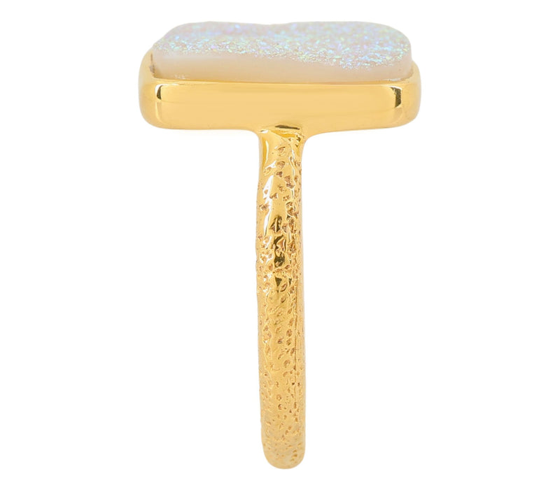 Affinity Gems Sparkling Druzy Solitaire Ring, 14K Gold Plated — View 4