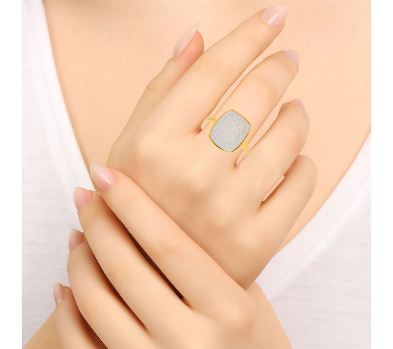 Affinity Gems Sparkling Druzy Solitaire Ring, 14K Gold Plated — View 7