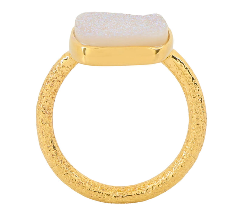 Affinity Gems Sparkling Druzy Solitaire Ring, 14K Gold Plated — View 5