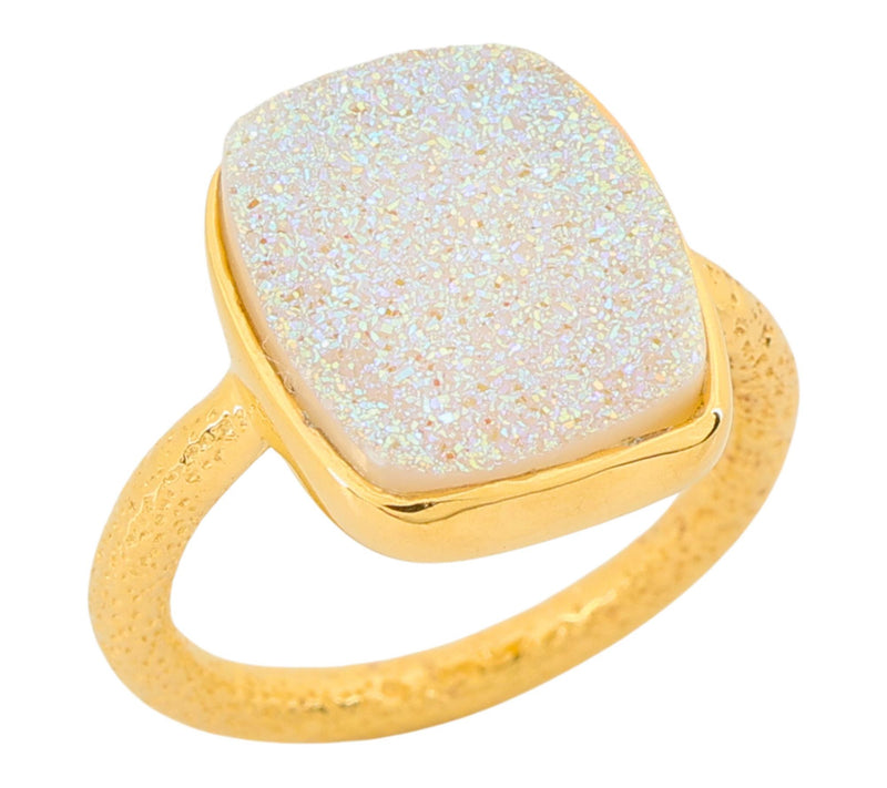 Affinity Gems Sparkling Druzy Solitaire Ring, 14K Gold Plated — View 9