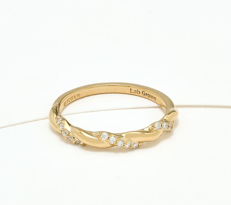 Fire Light Lab Grown Diamond .11 cttw Twisted Ring, Sterling — View 7