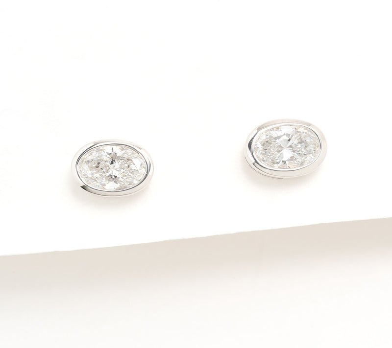 Fire Light Lab Grown Diamond 0.72 cttw Oval Bezel Set Stud Earrings — View 5