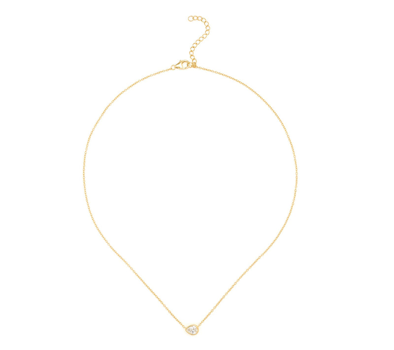 Fire Light Lab Grown Diamonds 0.63 Pear Bezel Set Necklace, Sterl — View 2