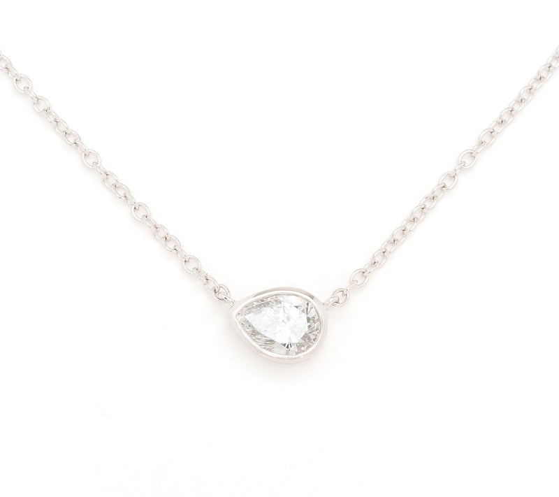Fire Light Lab Grown Diamonds 0.63 Pear Bezel Set Necklace, Sterl — View 6