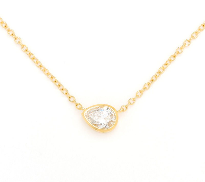 Fire Light Lab Grown Diamonds 0.63 Pear Bezel Set Necklace, Sterl — Main view