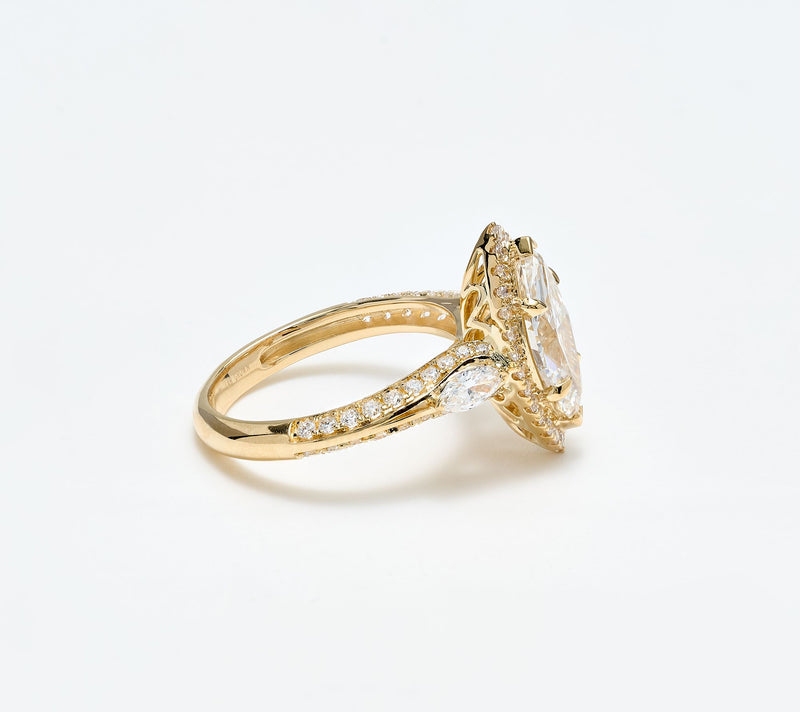 Fire Light Lab Grown Diamond 3.16 cttw Marquise Ring, 14K Gold — View 2