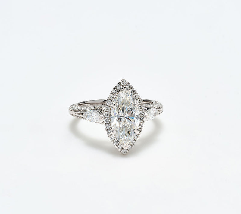 Fire Light Lab Grown Diamond 3.16 cttw Marquise Ring, 14K Gold — View 7