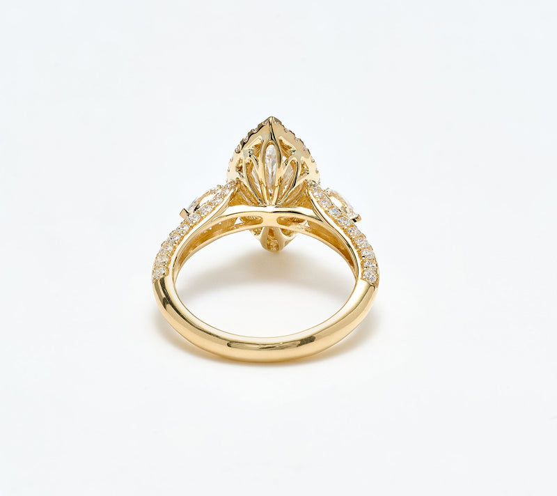 Fire Light Lab Grown Diamond 3.16 cttw Marquise Ring, 14K Gold — View 3