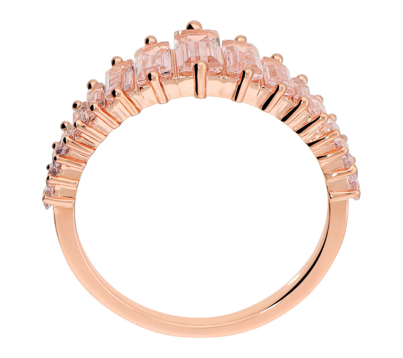 Diamonique Pink Graduated Baguette Ring, 14K Rose Gold Plated — View 3