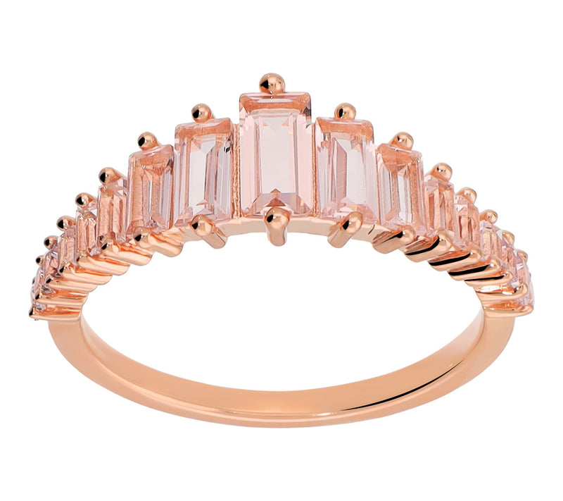 Diamonique Pink Graduated Baguette Ring, 14K Rose Gold Plated — Main view