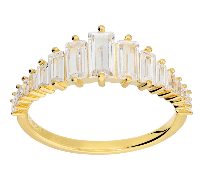 Diamonique Graduated Baguette Ring, 14K Gold Plated — View 8