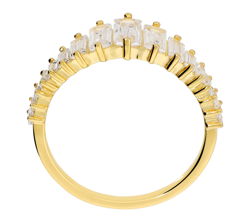 Diamonique Graduated Baguette Ring, 14K Gold Plated — View 3