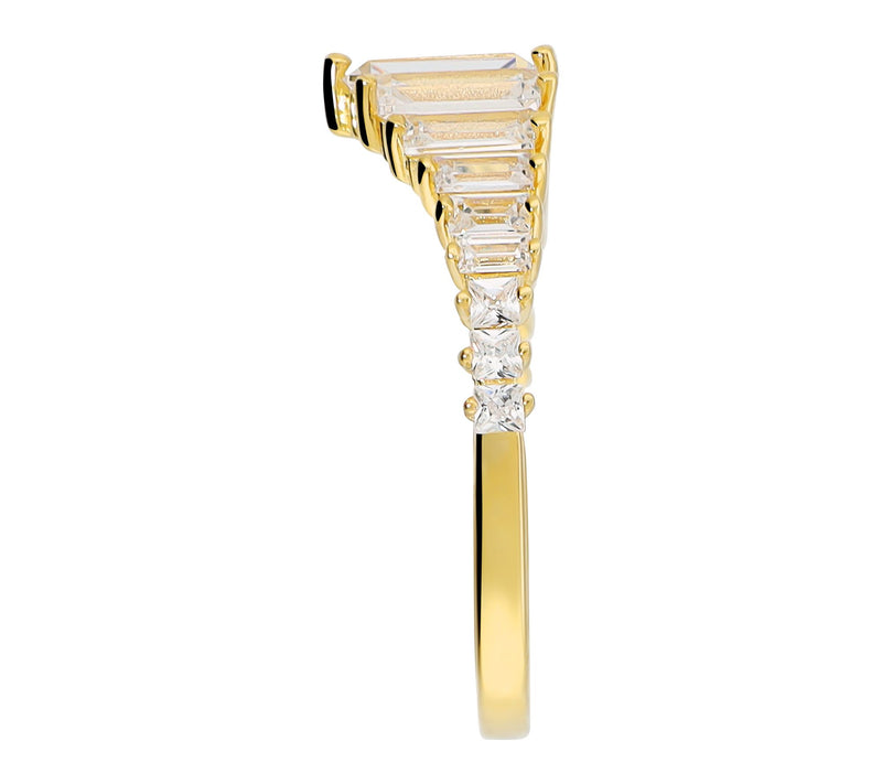 Diamonique Graduated Baguette Ring, 14K Gold Plated — View 2