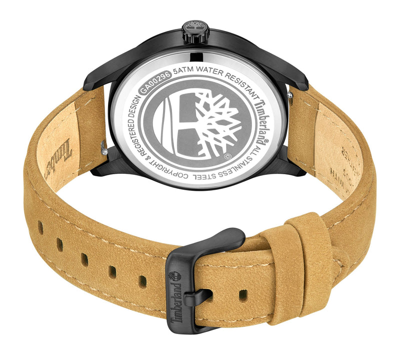Timberland Men's Rambush Black IP Stainless TanStrap Watch — View 3