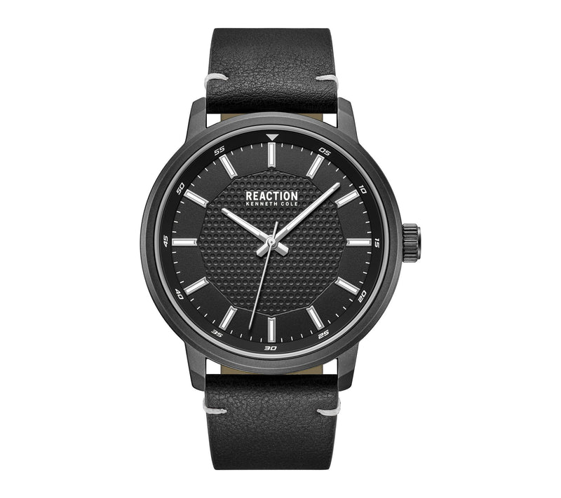 Kenneth Cole Reaction Men's Classic Black Textured Dial Watch — Main view