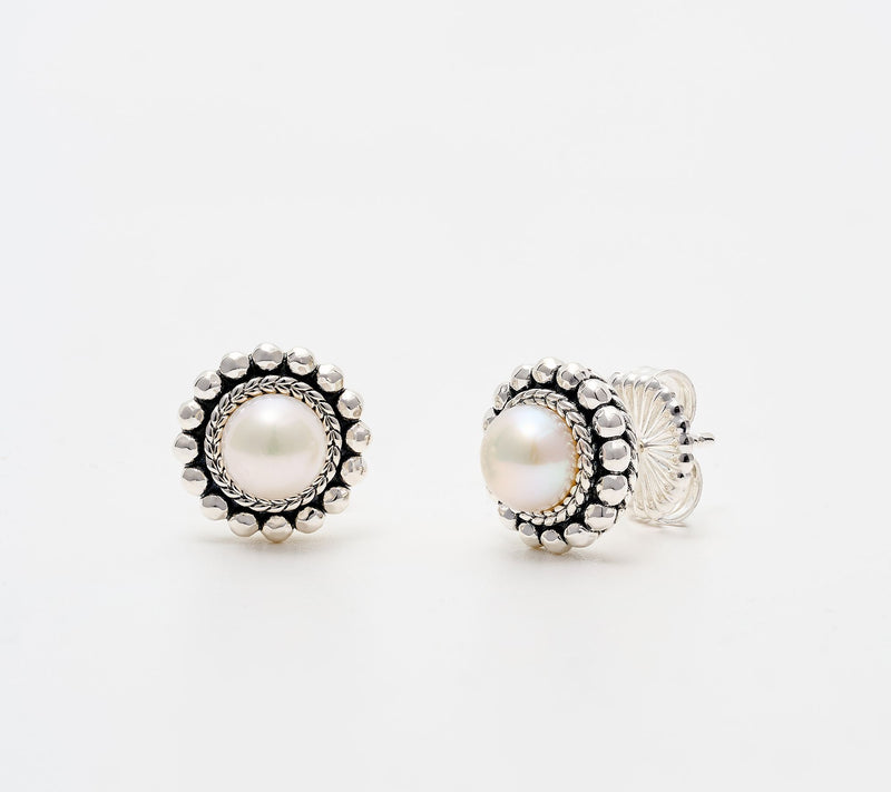 JAI Sterling Silver Pearl Shimmer Bead Stud Earrings — Main view