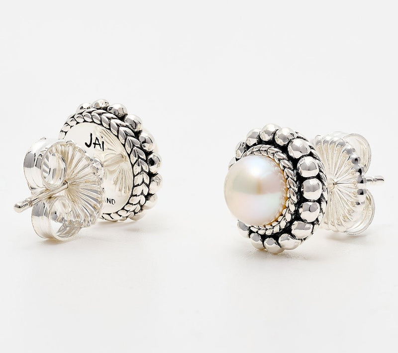 JAI Sterling Silver Pearl Shimmer Bead Stud Earrings — View 2