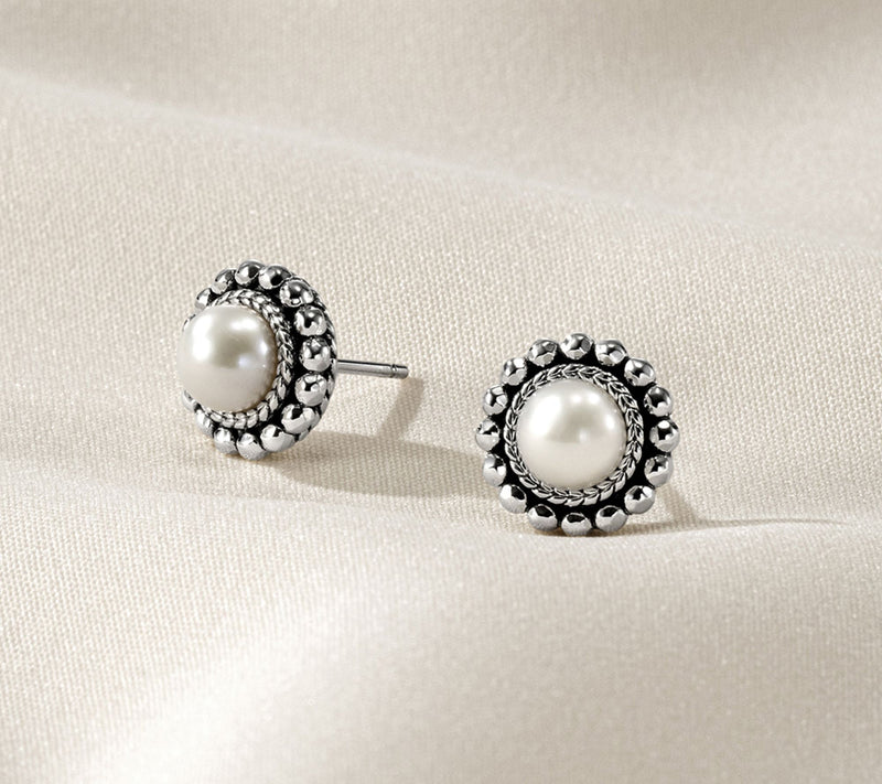 JAI Sterling Silver Pearl Shimmer Bead Stud Earrings — View 3
