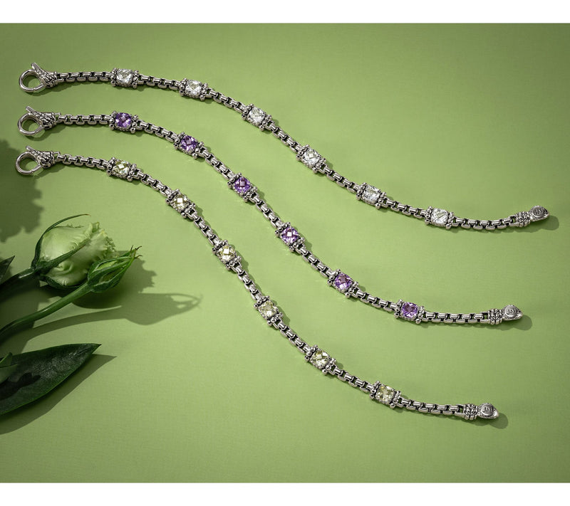 JAI Sterling Silver Cushion Gemstone Shimmer Bead Bracelet — View 5