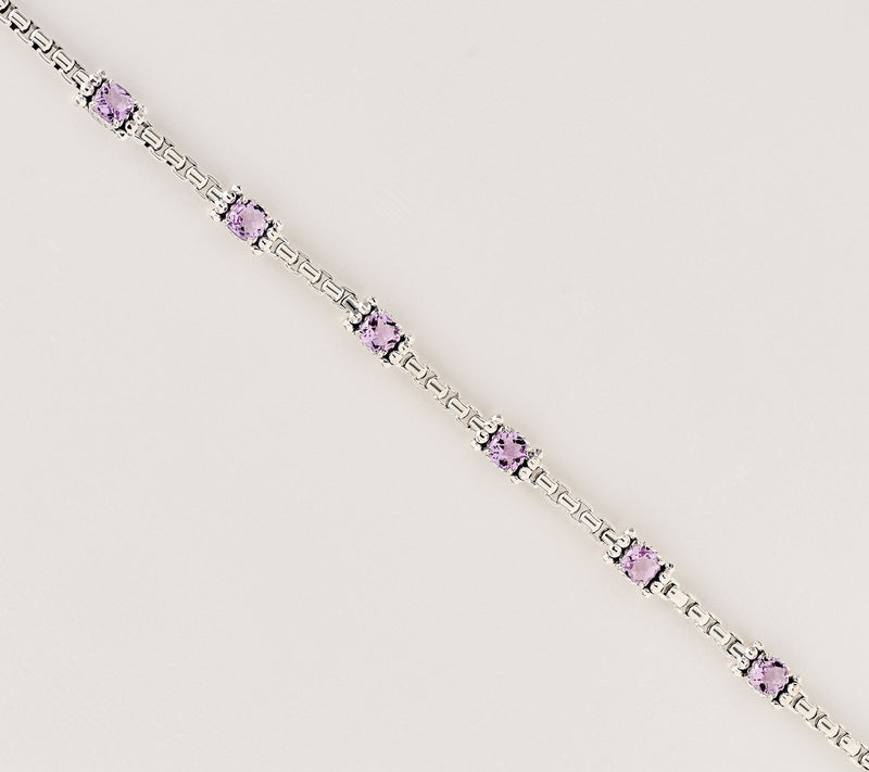 JAI Sterling Silver Cushion Gemstone Shimmer Bead Bracelet — View 2
