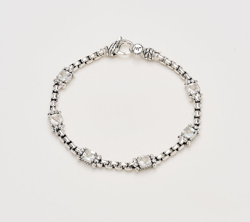 JAI Sterling Silver Cushion Gemstone Shimmer Bead Bracelet — View 10