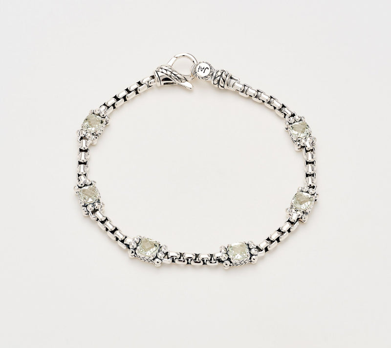JAI Sterling Silver Cushion Gemstone Shimmer Bead Bracelet — View 11