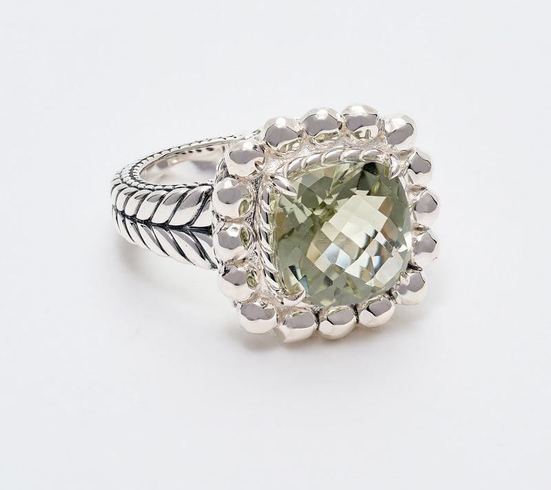 JAI Sterling Silver Cushion Gemstone Shimmer Bead Ring — View 11