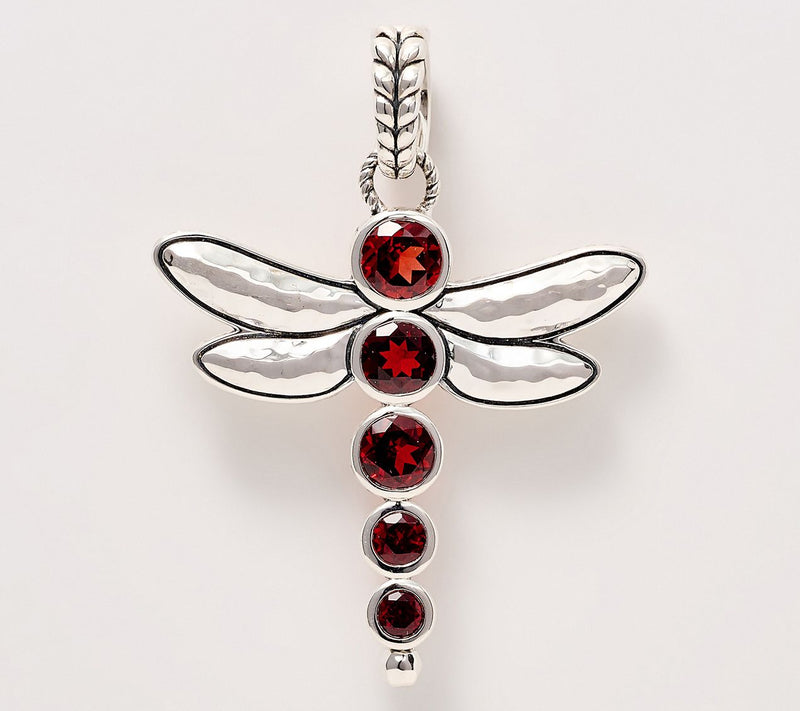 JAI Sterling Silver Bezel Set Gemstone Dragonfly Enhancer — Main view