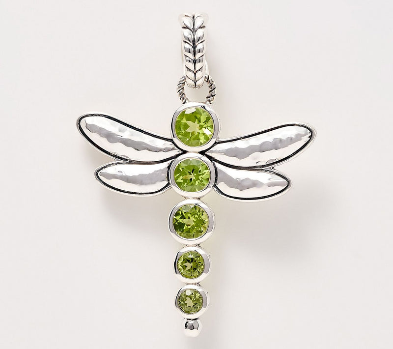 JAI Sterling Silver Bezel Set Gemstone Dragonfly Enhancer — View 13