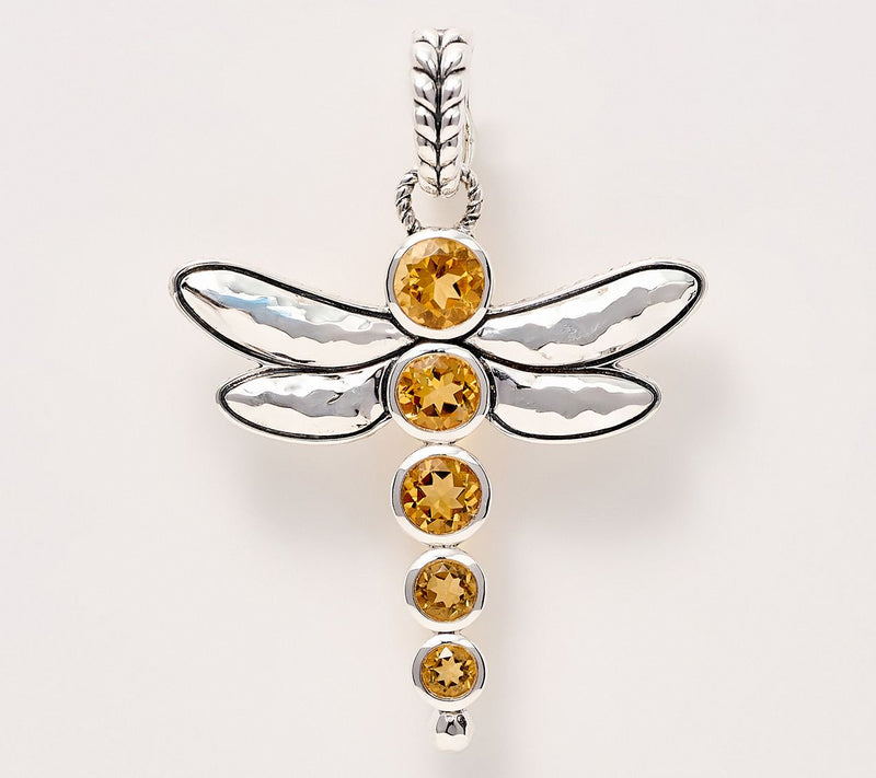 JAI Sterling Silver Bezel Set Gemstone Dragonfly Enhancer — View 14