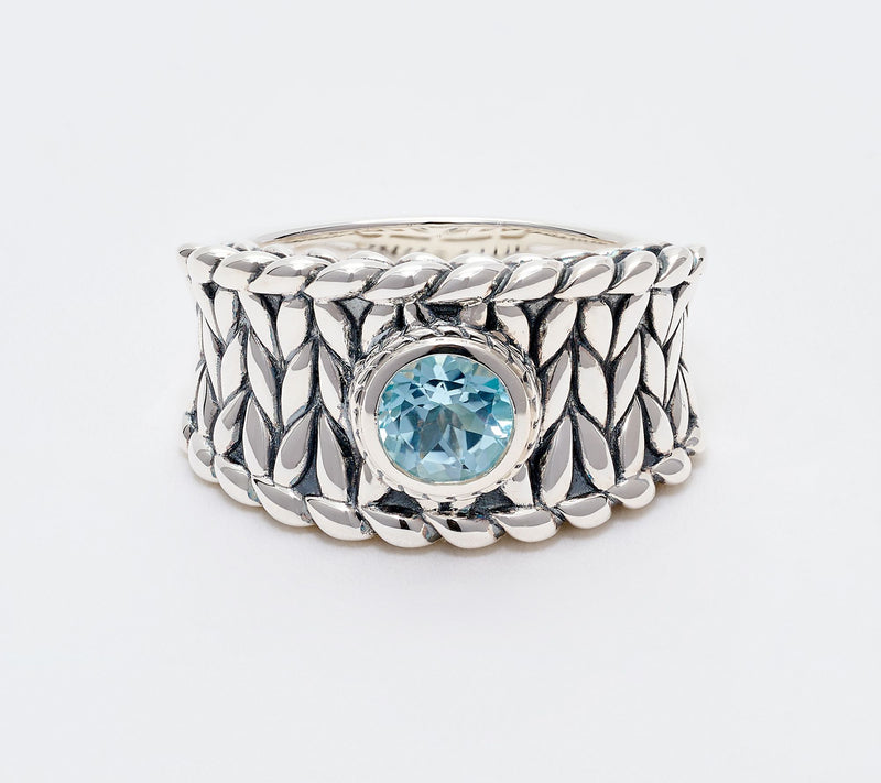 JAI Sterling Silver Bezel Set Gemstone Saddle Ring — View 2