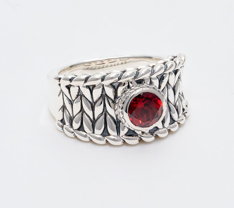 JAI Sterling Silver Bezel Set Gemstone Saddle Ring — View 11