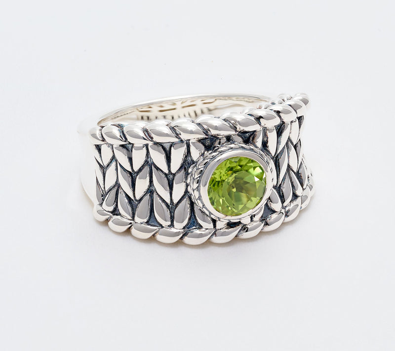 JAI Sterling Silver Bezel Set Gemstone Saddle Ring — View 12