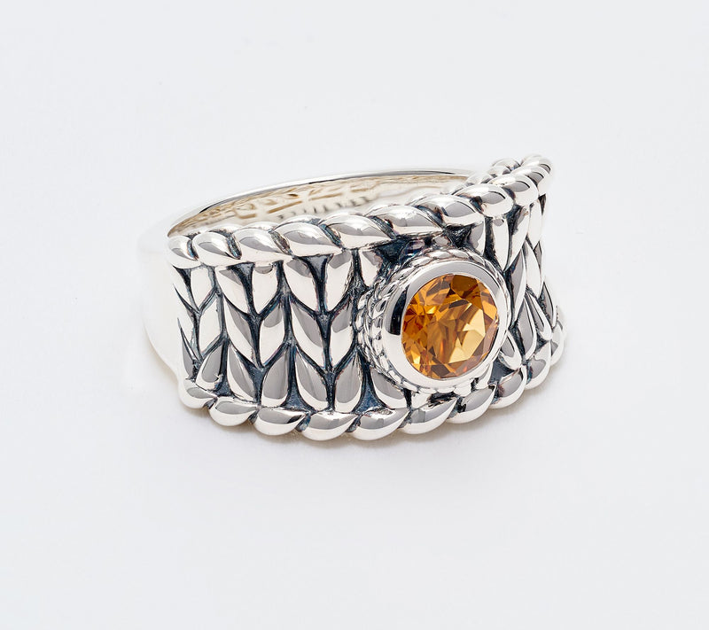 JAI Sterling Silver Bezel Set Gemstone Saddle Ring — View 13