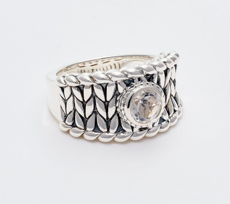 JAI Sterling Silver Bezel Set Gemstone Saddle Ring — View 14