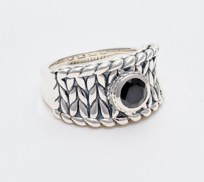 JAI Sterling Silver Bezel Set Gemstone Saddle Ring — View 16