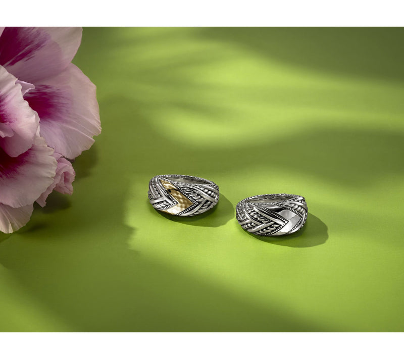 JAI Sterling Silver Hammered & Legacy Texture Ring — View 4
