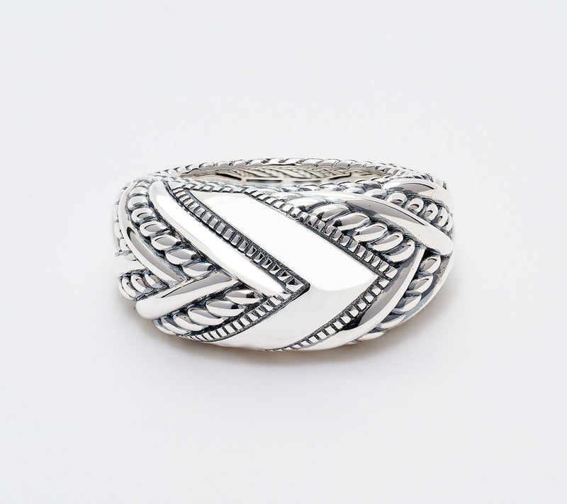 JAI Sterling Silver Hammered & Legacy Texture Ring — View 2