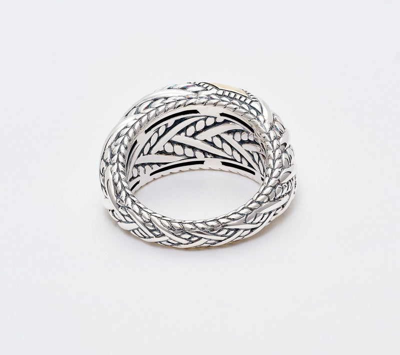 JAI Sterling & 14K Gold Hammered & Legacy Texture Ring — View 3