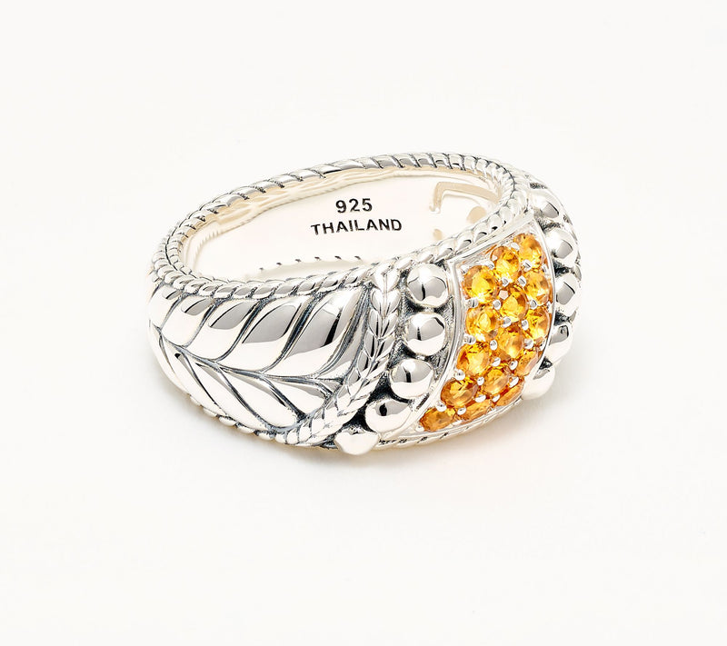 JAI Sterling Silver Shimmer Bead Pave Gemstone Ring — View 15