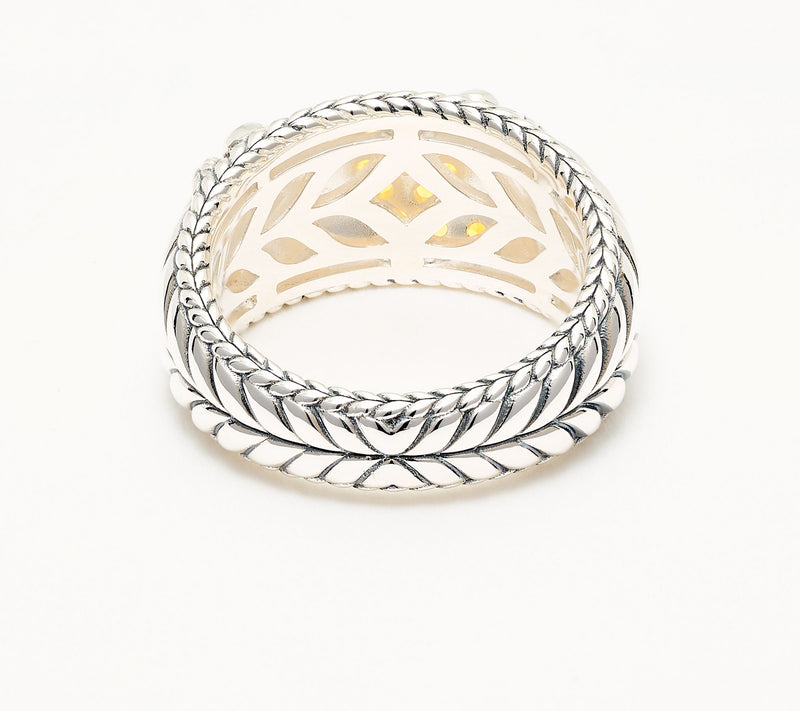 JAI Sterling Silver Shimmer Bead Pave Gemstone Ring — View 3