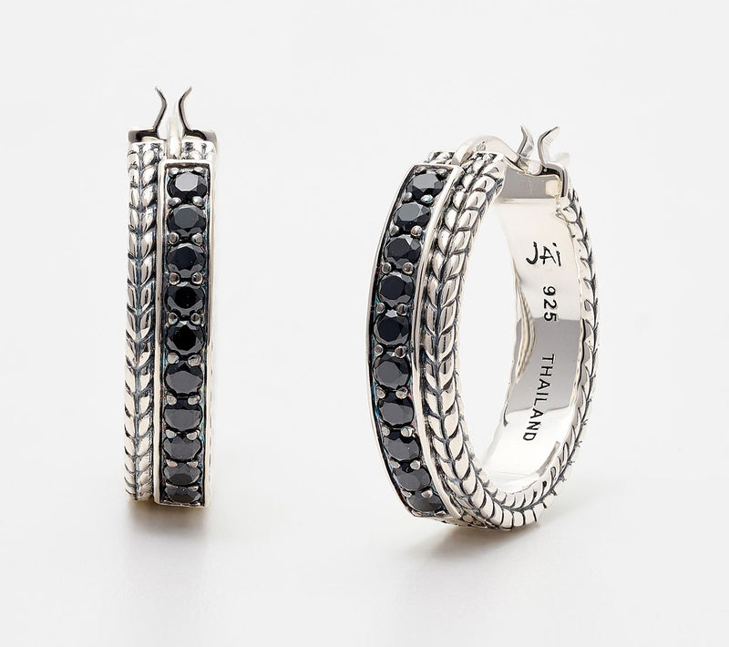 JAI Sterling Silver Gemstone 3/4" Hoop Earrings — View 16