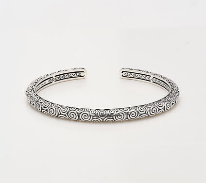 JAI Ireland Sterling Silver 5mm Textured Cuff, 16.7g