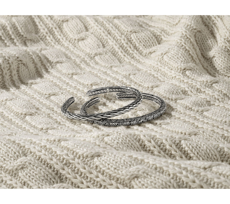 JAI Ireland Sterling Silver 5mm Textured Cuff, 16.7g — View 4