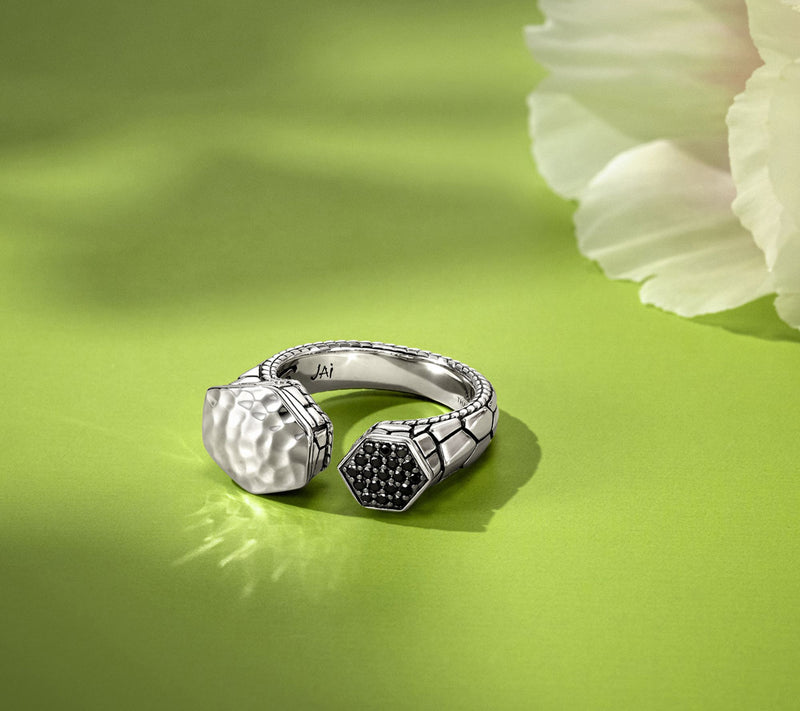JAI Ireland Sterling Silver Finn's Path Pave Gemstone Ring — View 4