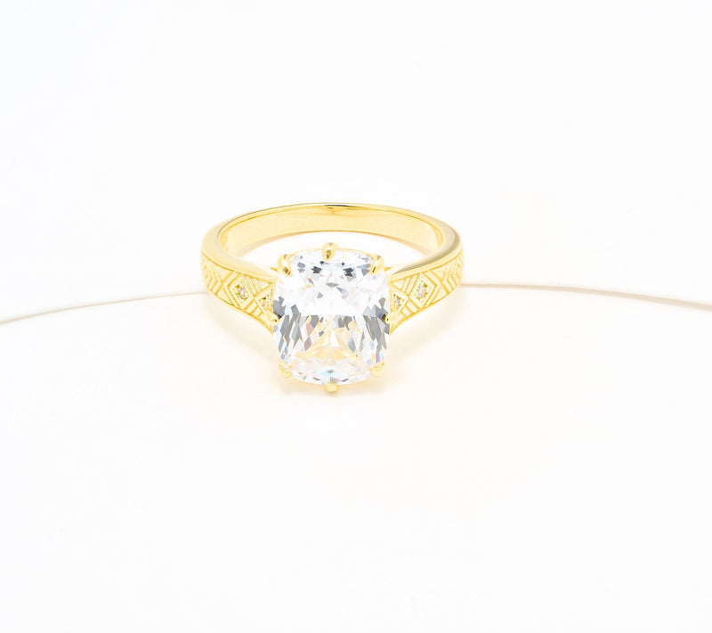 Diamonique Classics Cushion Cut Ring, Sterling Silver — View 7