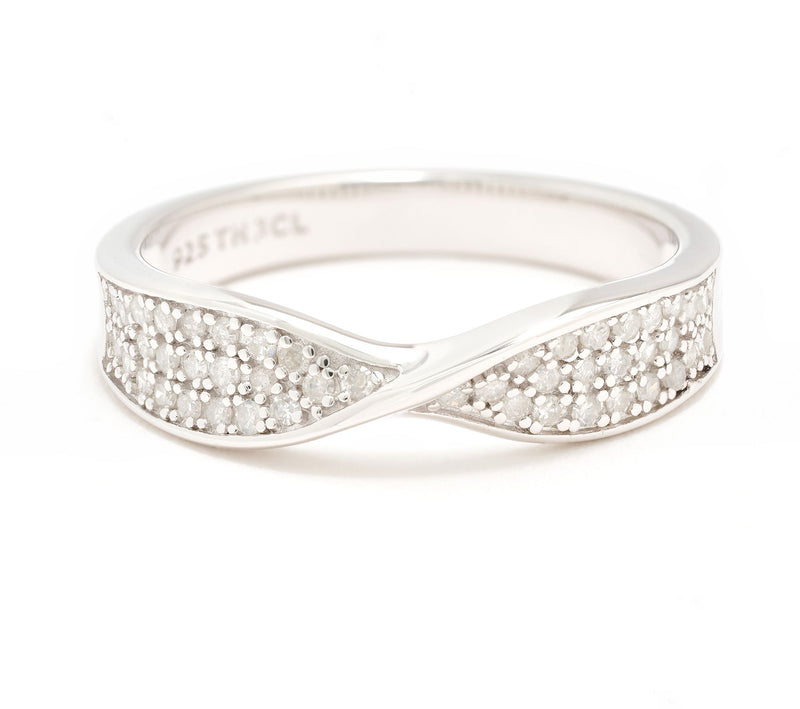 Affinity Diamonds .21 cttw Twisted Pave Band Ring, Sterling — View 7